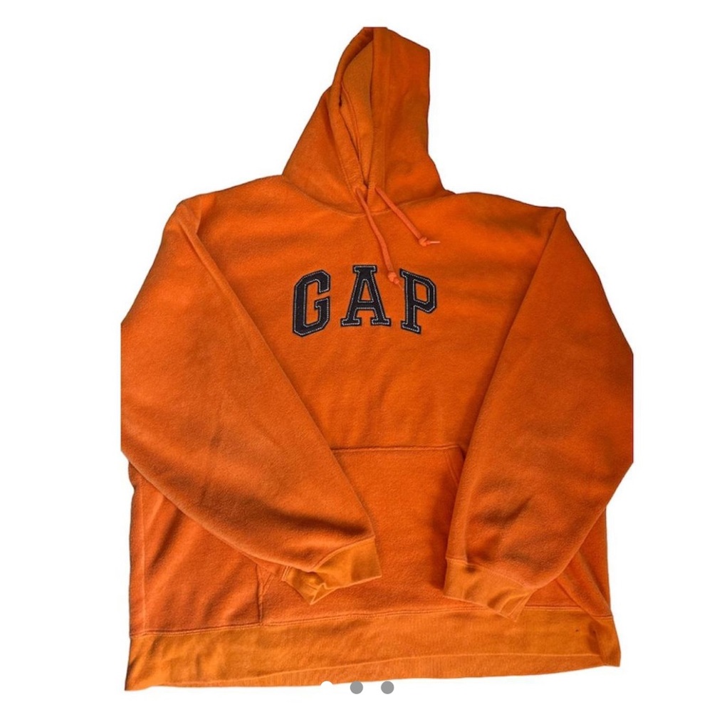 Y2K Orange Gap Spellout Fleece Hoodie